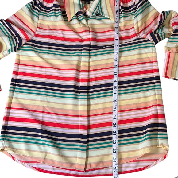 Halogen Atlantic-Pacific Multicolor Stripe Blouse Size Small Excellent Condition - Picture 6 of 9